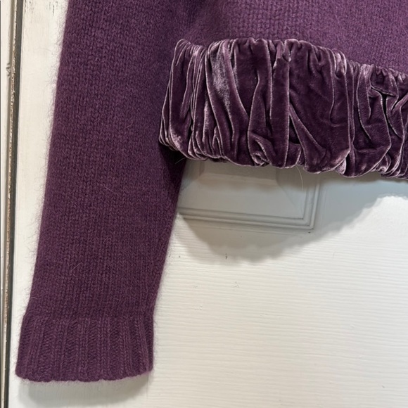 Willi Smith Purple Lambswool Angora Silk Blend Velvet Ruffled Trim Cardigan XL - Picture 9 of 9